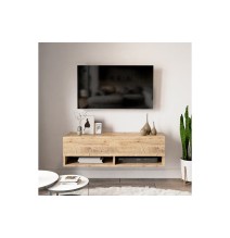 Mueble TV Moderno con 1 Puerta y Estantes en Melamina Color Madera - 100x31.5x29.6cm