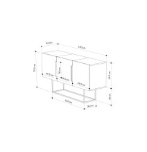 Buffet Moderno de 2 Puertas Color Natural -Nogal - 150x42x79.5 cm - Diseño Elegante para Comedor.