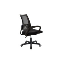 Silla de Oficina Ergonómica de Malla de Tela Negra con Reposabrazos - 56x47x85-95 cm, Confort y Estilo para Trabajo y Estudio.