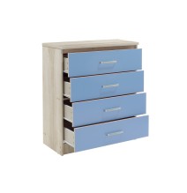 Cómoda de 4 Cajones, Color Azul y Cambria, 80x40x95 cm, Organizador Versátil para Dormitorio