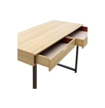 Mesa de Ordenador Metálica Negra con MDF en Madera de Arce - Escritorio con 2 Cajones - 100x48x75 cm